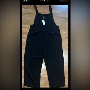 Eileen Fisher Utility Black Crop Adjustable Strap Jumpsuit  XL  Msrp $278 New